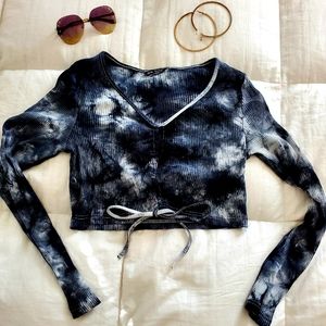 Black and White Tye Dye Crop Top